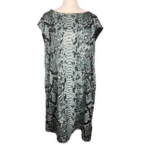 Michael Kors Rhinestone Snake Print Shift Dress Blue XL